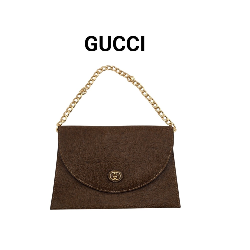 Vintage Gucci Accessory Collection Brown Leather Passport Pouch Wallet Italy GG